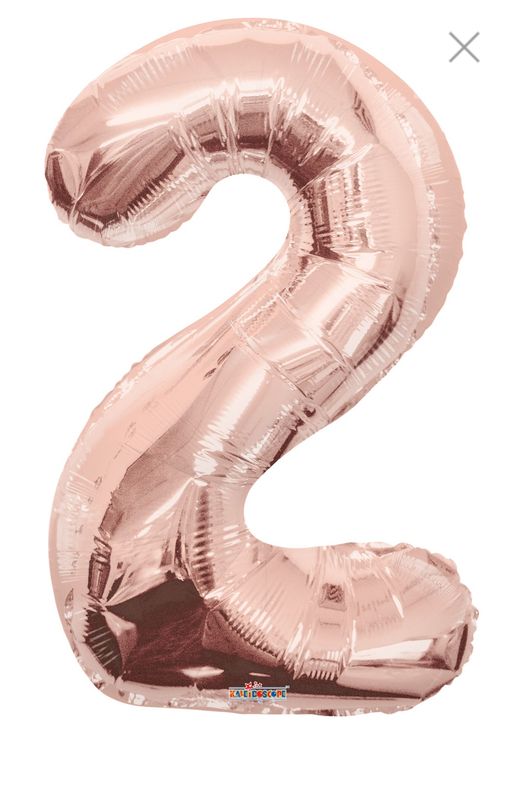34 in. Number 2 Balloon, Rose Gold