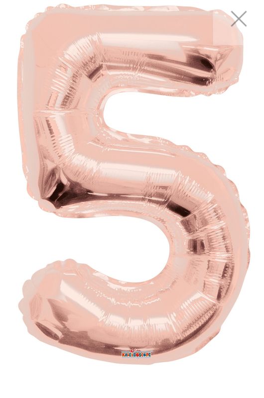 34 in. Number 5 Balloon, Rose Gold