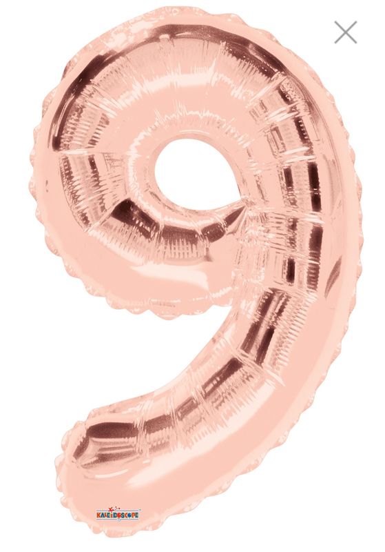 34 in. Number 9 Balloon, Rose Gold