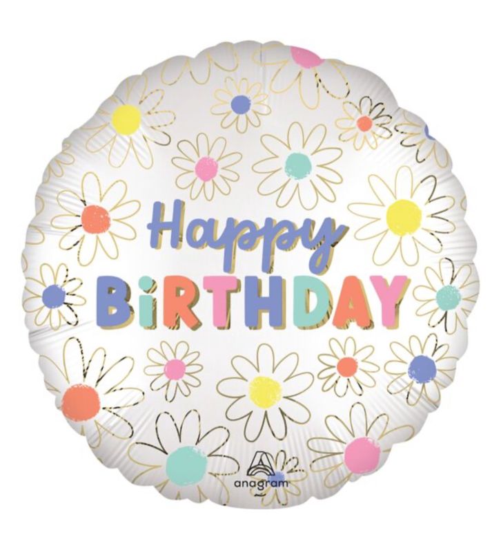 18&quot; Satin Daisies Happy Birthday