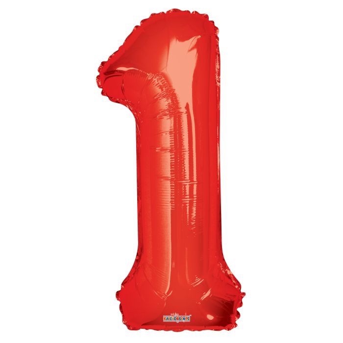 34 Inch Number 1 Red Foil Mylar Balloon