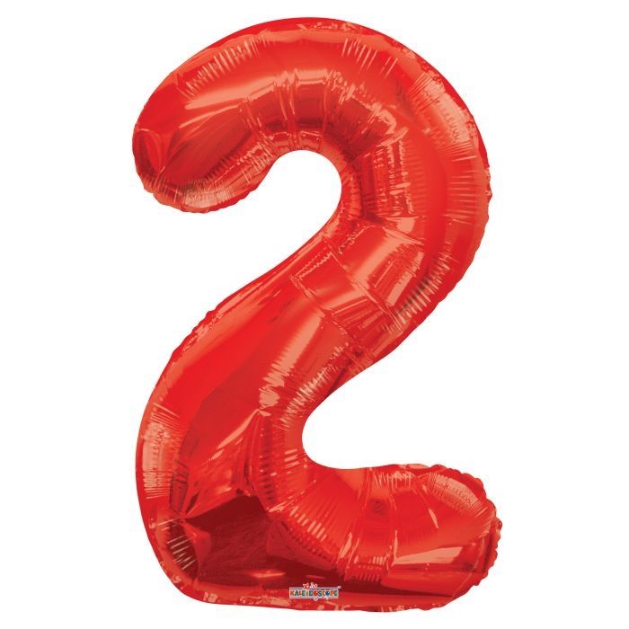34 Inch Number 2 Red Foil Mylar Balloon