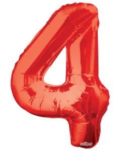 34 Inch Number 4 Red Foil Mylar Balloon