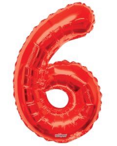 34 Inch Number 6 Red Foil Mylar Balloon