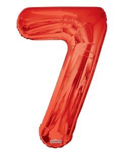 34 Inch Number 7 Red Foil Mylar Balloon