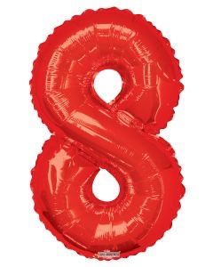 34 Inch Number 8 Red Foil Mylar Balloon