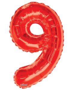 34 Inch Number 9 Red Foil Mylar Balloon