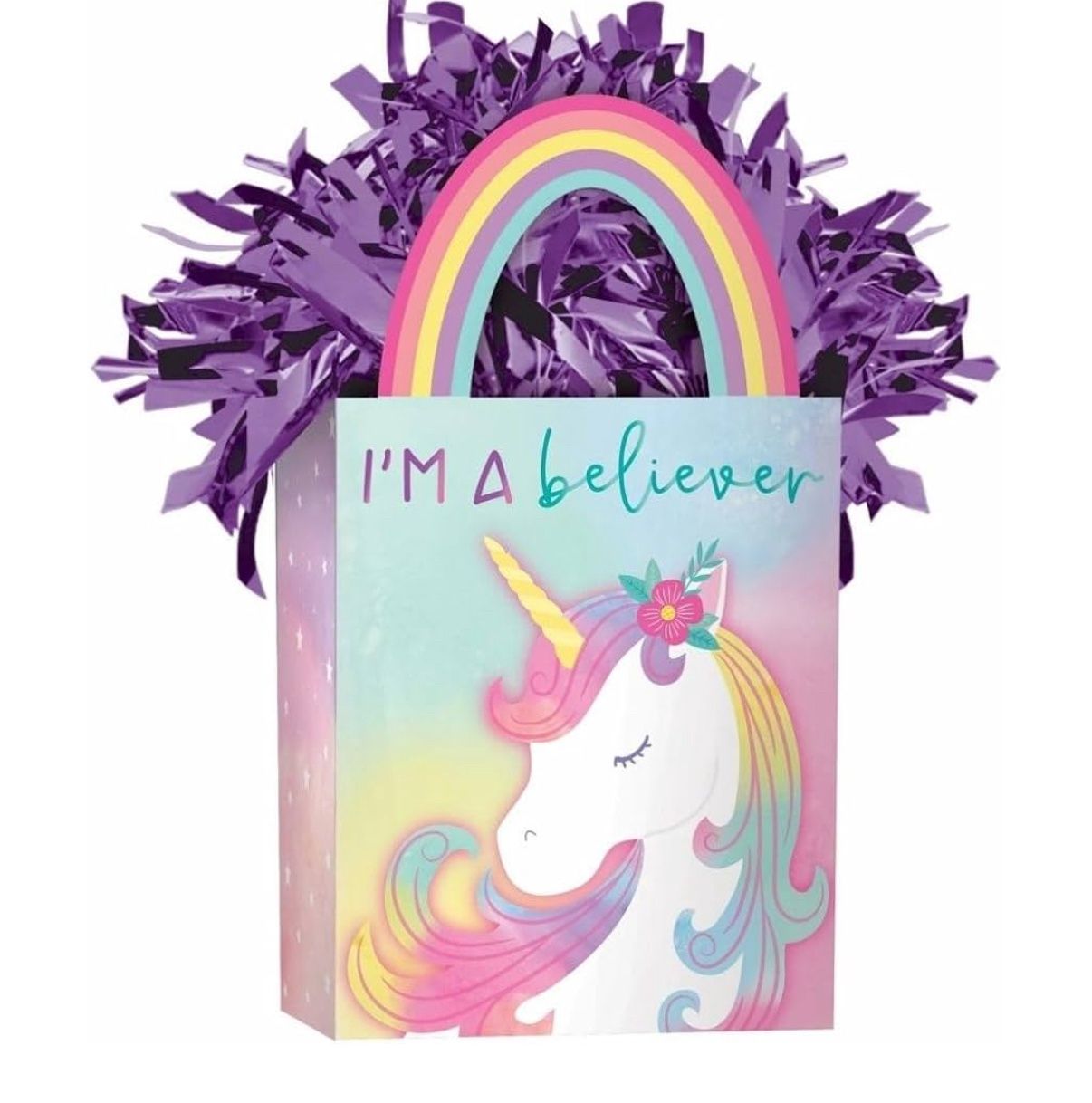 Multicolor Enchanted Unicorn Mini Tote Balloon Weight - 5.7 oz 