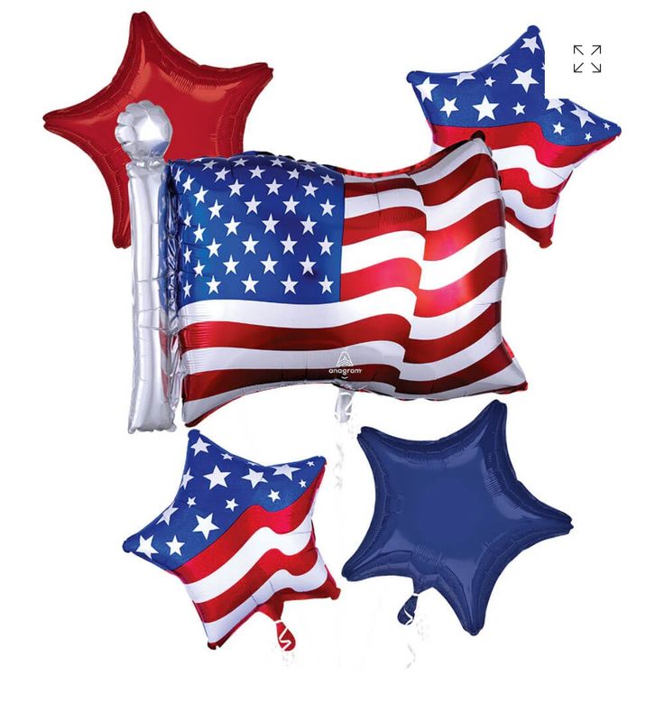 Patriotic American Flag Balloon Bouquet