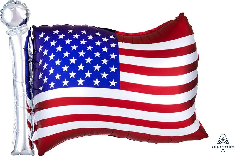 27&quot; SATIN INFUSED FLAG SUPERSHAPE FOIL BALLOON, FLAT