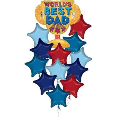 Best Dad Trophy Premium Foil Balloon Bouquet, 13pc