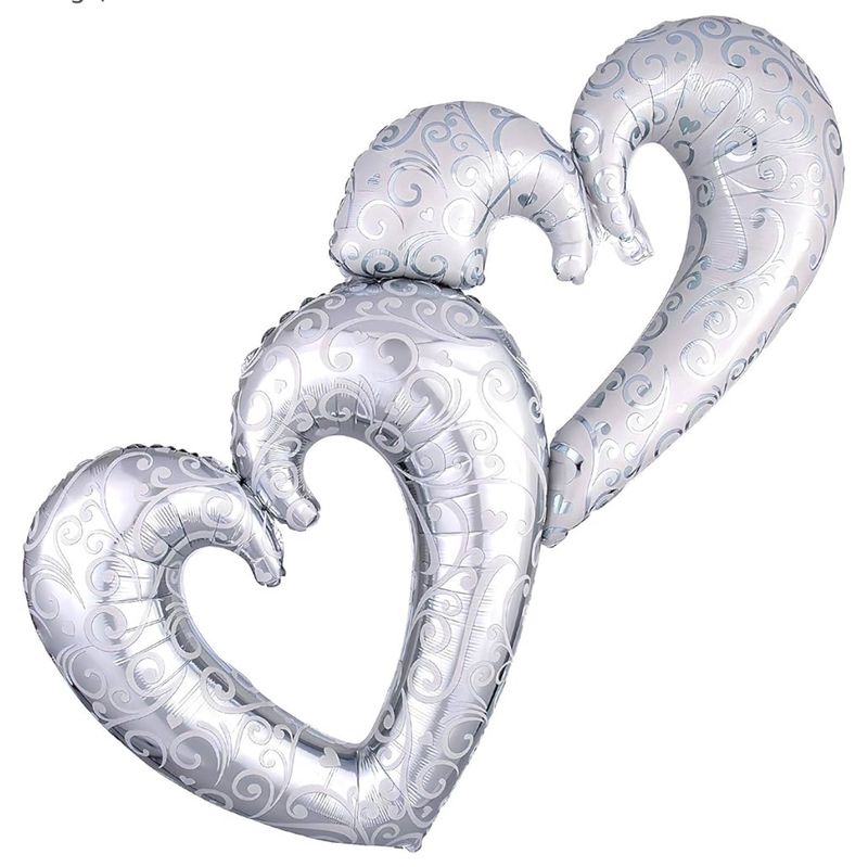 53x36 INTRLOCKING Hearts SHP-PK, Large, Silver