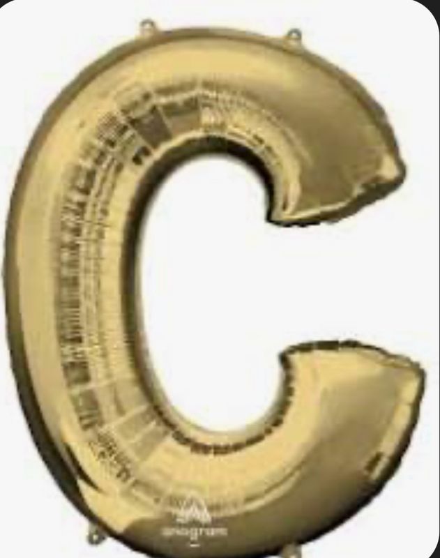 Anagram Letter C Foil Mylar Party Balloon, 34&quot;, White Gold