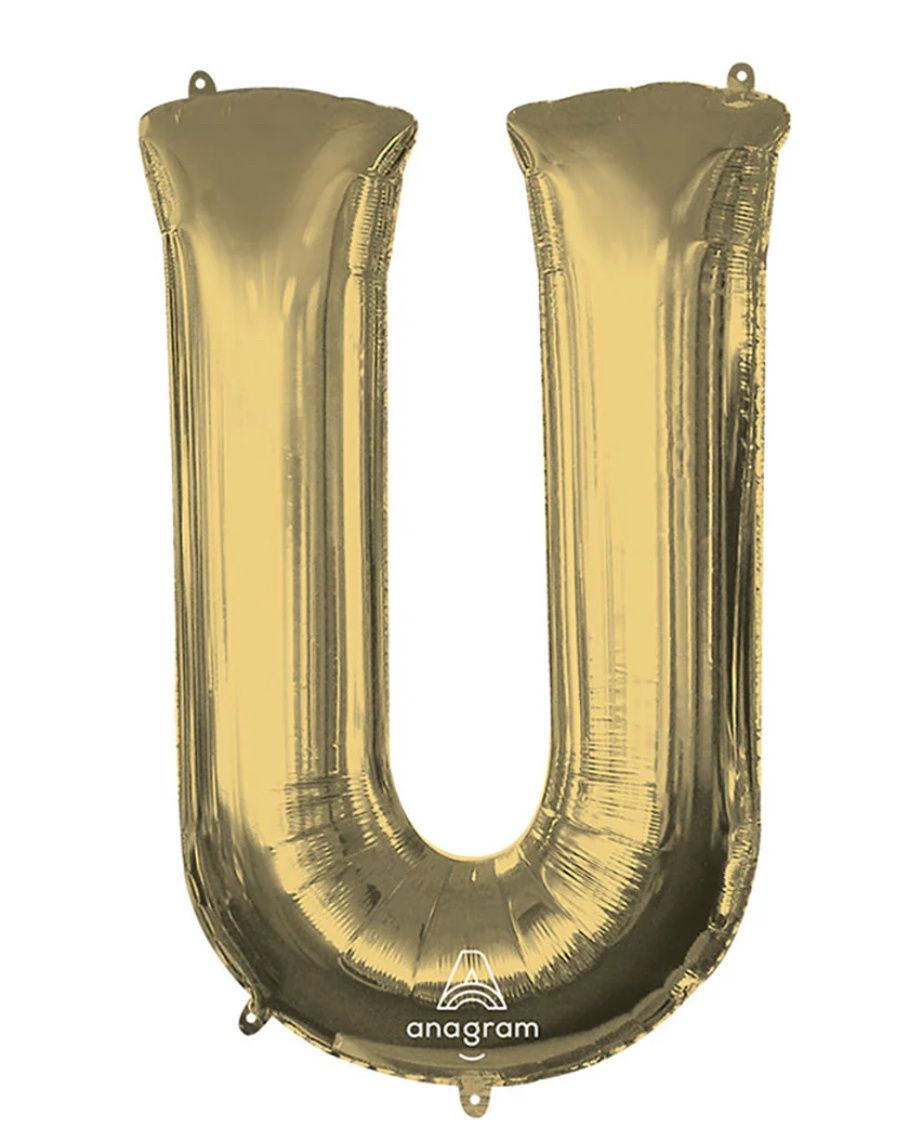 34 inch LETTER U - ANAGRAM - WHITE GOLD