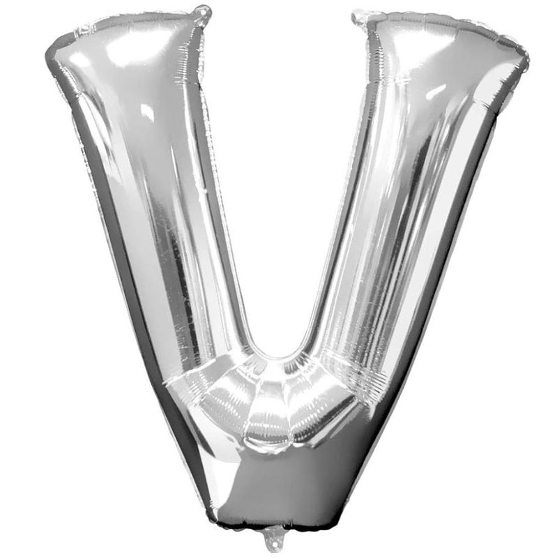Anagram Letter V Silver Foil Balloon, 34&quot;