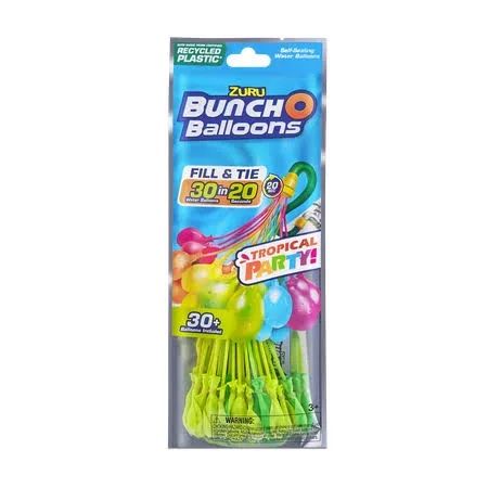 Bunch O Balloons Tropical Party 30+ Rapid-Filling Self-Sealing Water Balloons (1 Pack) by ZURU 30 per pack