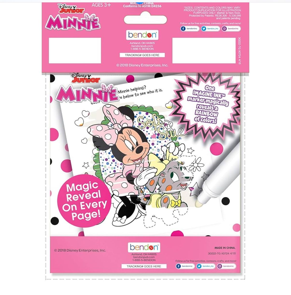 Bendon Minnie Mouse Imagine Ink Coloring Book 6-Pack Party Supplies 30222-TG, Multicolor
