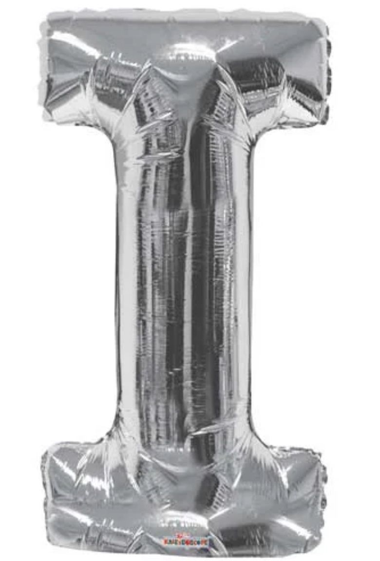 Silver Letter I 34″ Balloon