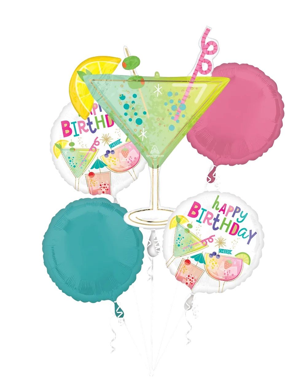 Cocktail Surprise Birthday Balloon Bouquet