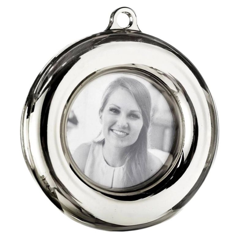 Round Silver Photo Frame Plastic Balloon Weight 