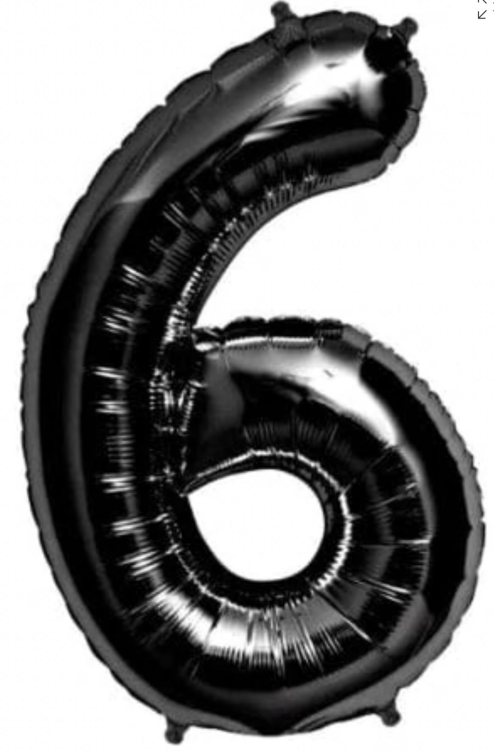 Black Number 6 34″ Balloon
