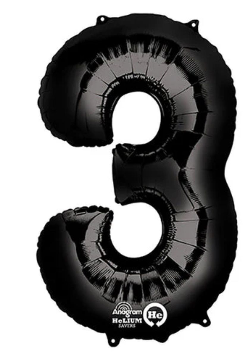Black Number 3 34″ Balloon