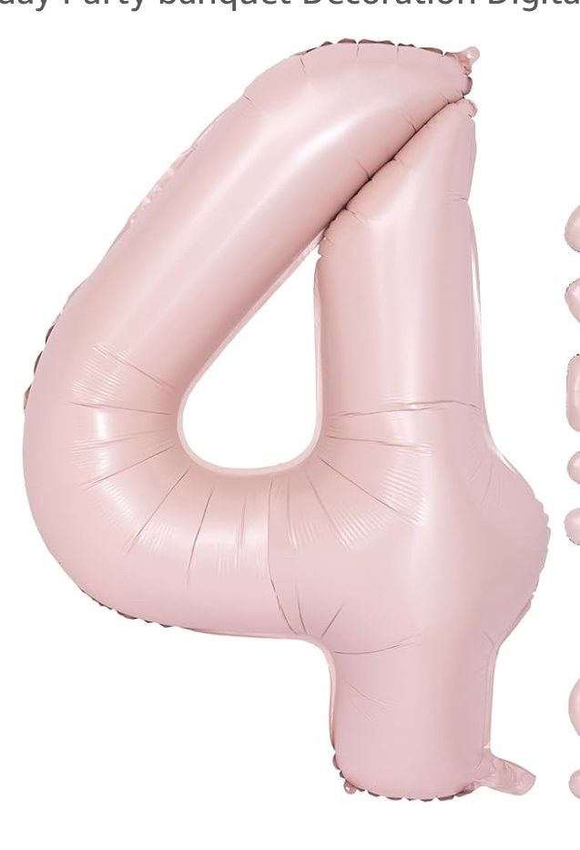 34” Matte Pink Number 4 Balloon