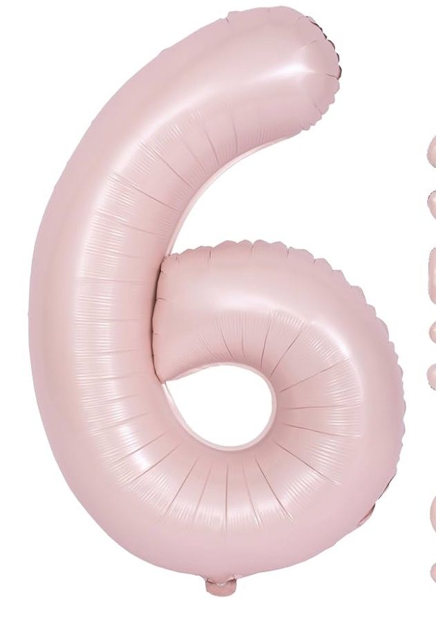 34” Matte Pink Number 6 Balloon