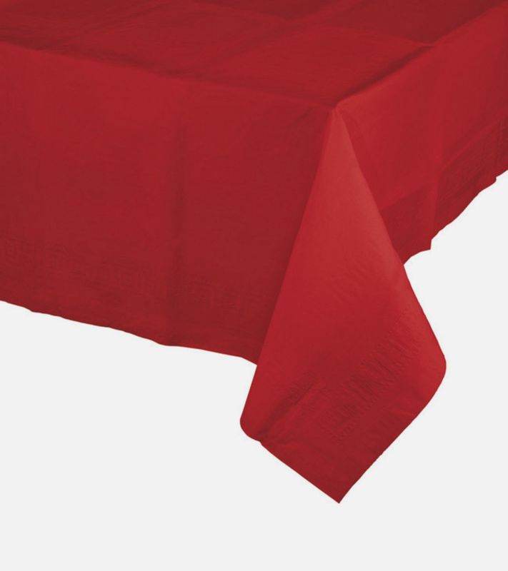 Red 2/Ply Paper-Poly Banquet Tablecloth 54&quot; x 108&quot;