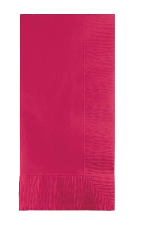  2-Ply 50 Count Paper Dinner Napkins, Hot Magenta , 7.5&quot; x 4.25&quot; 
