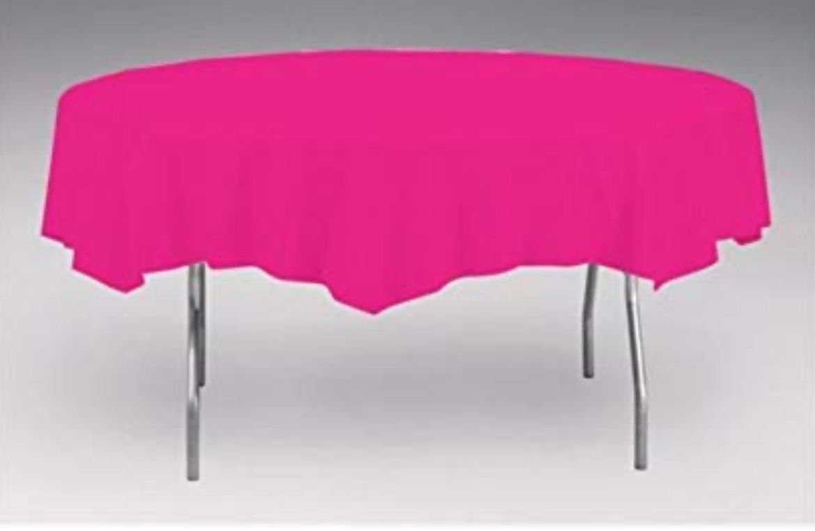 Hot Magenta Tissue/Poly Tablecover 82&quot; Round Solid 12ct