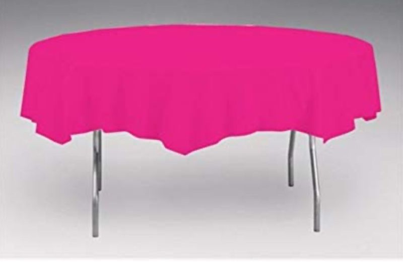 Hot Magenta Tissue/Poly Tablecover 82&quot; Round Solid 12ct