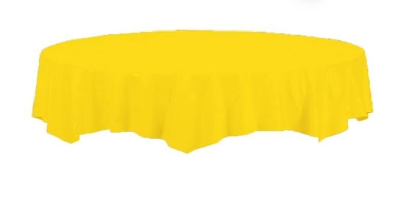 Sunshine Tablecover-1 Pc Plastic-Lined Octagonal Paper Table Cover, School Bus Yellow