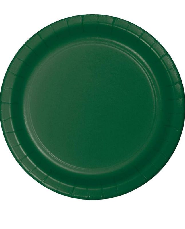 Round Paper Dinner Plates, Party Supplies, Hunter Green, 8.75&quot;, 24ct
