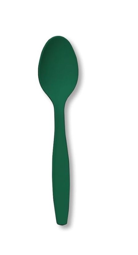 Hunter Green Plastic Spoons, 24 pcs