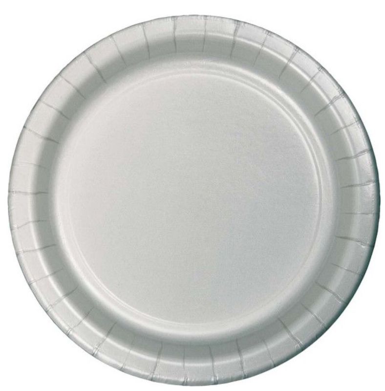 9&quot; Paper Luncheon Plate Shimmering Silver 24 Ct