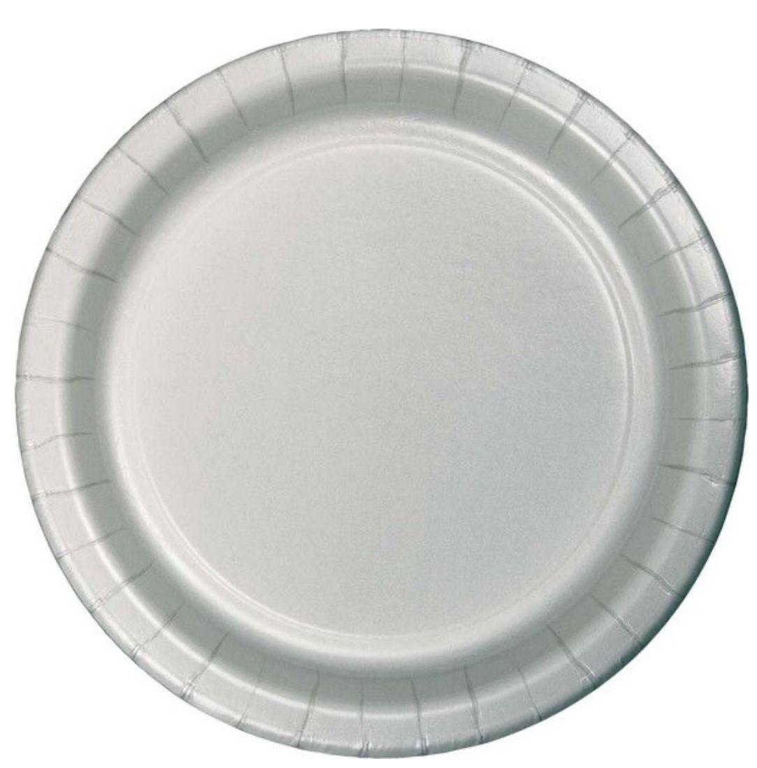 7&quot; Paper Luncheon Plate Shimmering Silver 24 Ct