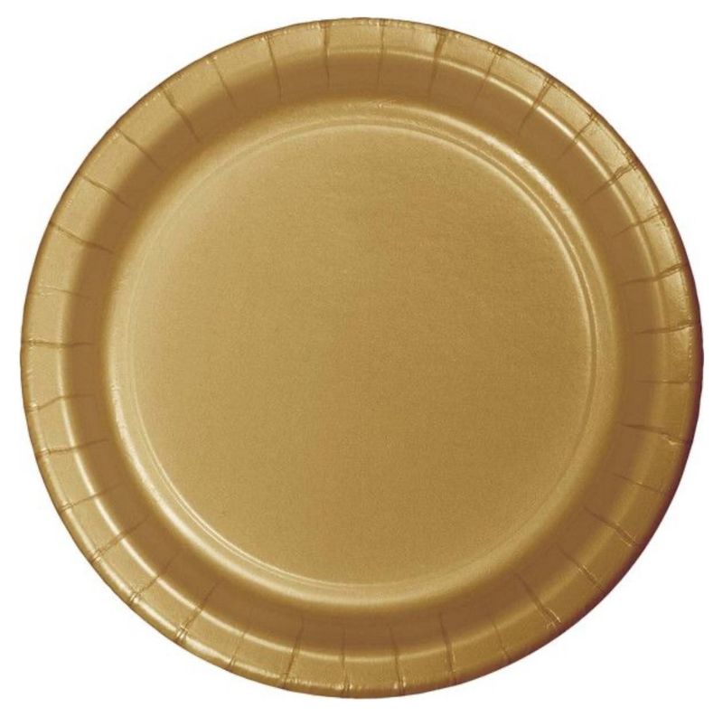 9&quot; Paper Luncheon Plate Glittering Gold 24 Ct