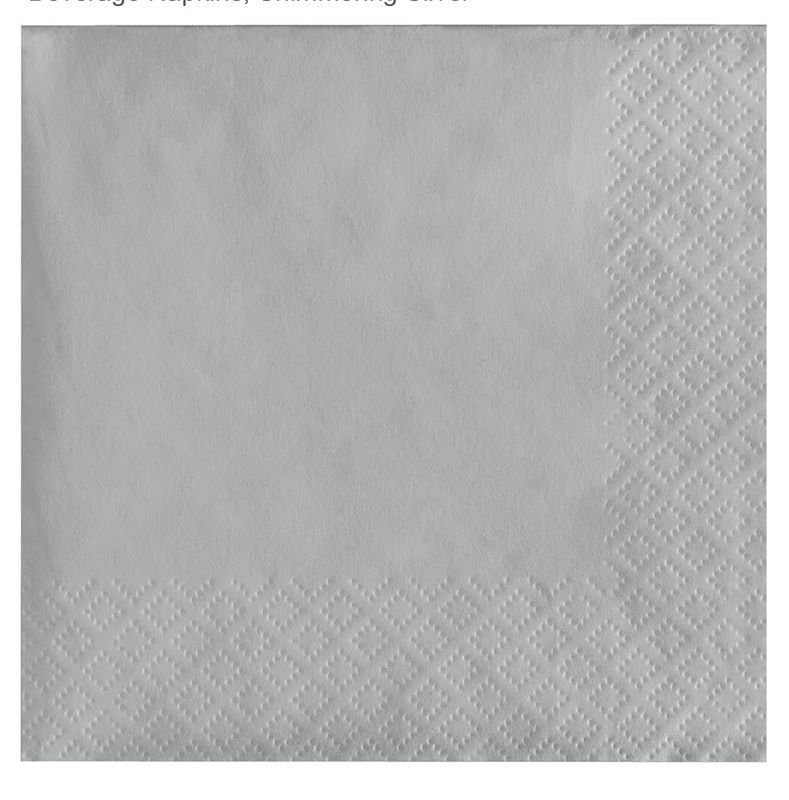 2-Ply 50 Count Paper Lunch Napkins, Shimmering Silver