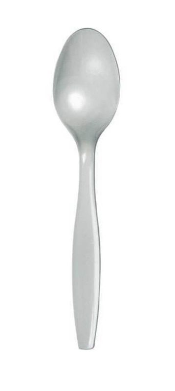 Premium Plastic Spoons, 24 Count, Shimmering Silver