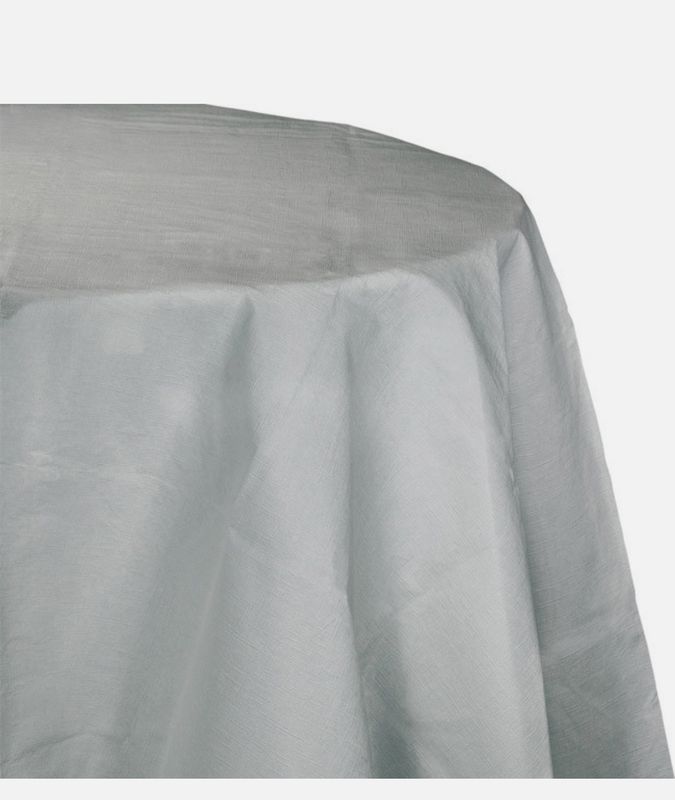 Silver 2/Ply Paper-Poly Round Tablecloth 82&quot; 