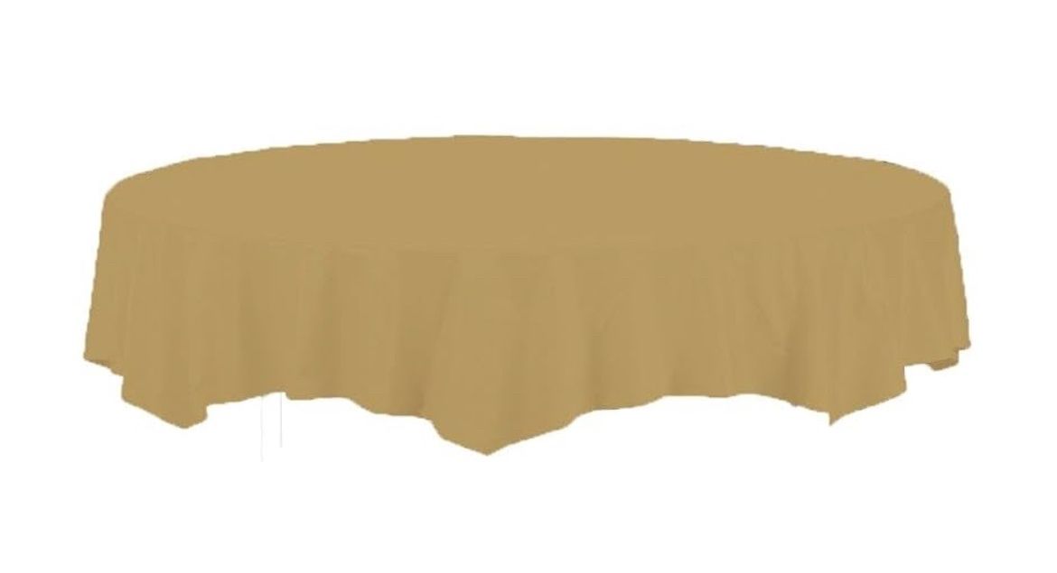 Plastic-Lined Octagonal Tablecover-1 Pc Touch of Color Octy-Round Paper Table Cover, 82-Inch, Glittering Gold