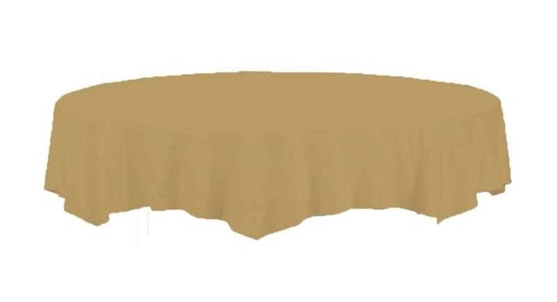 Plastic-Lined Octagonal Tablecover-1 Pc Touch of Color Octy-Round Paper Table Cover, 82-Inch, Glittering Gold