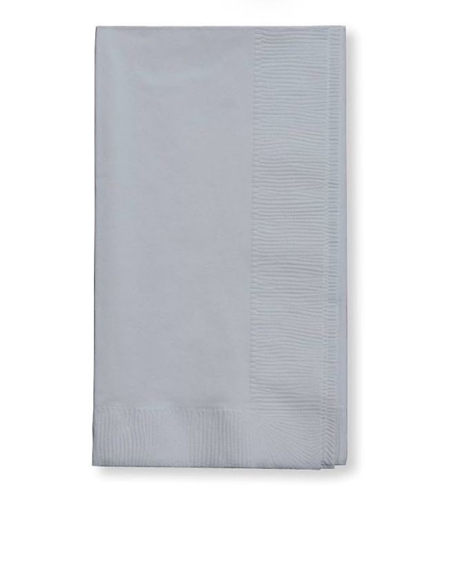 100 Count 2-Ply Paper Dinner Napkins, Shimmering Silver