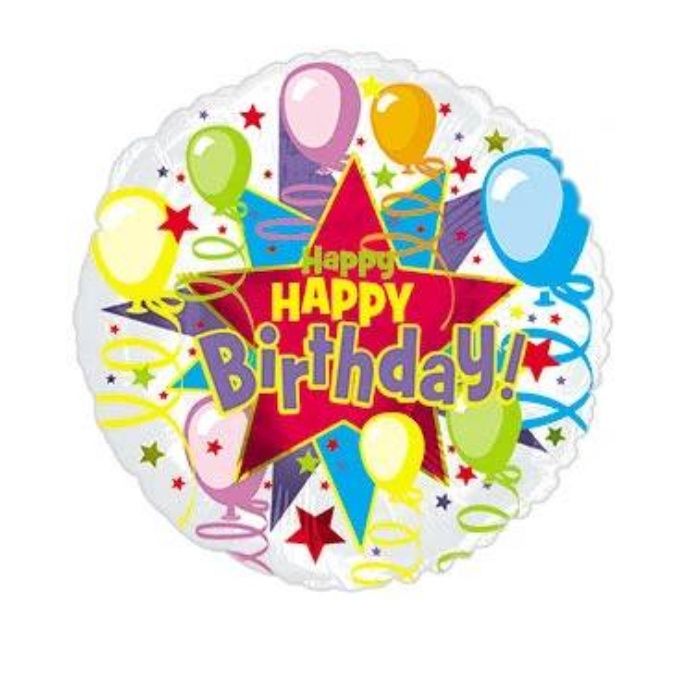 18&quot; Happy Birthday Star Burst Foil Balloon Multicolor