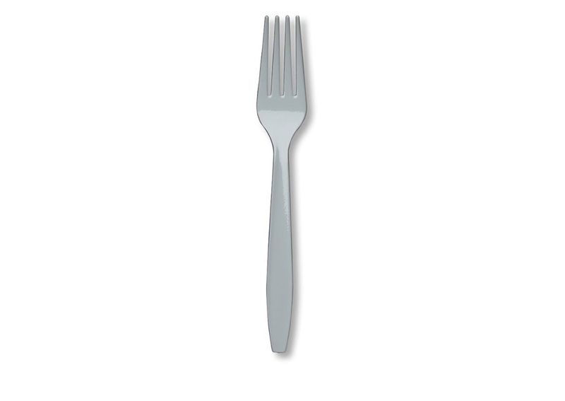 24-Count Touch of Color Premium Plastic Forks, Shimmering Silver