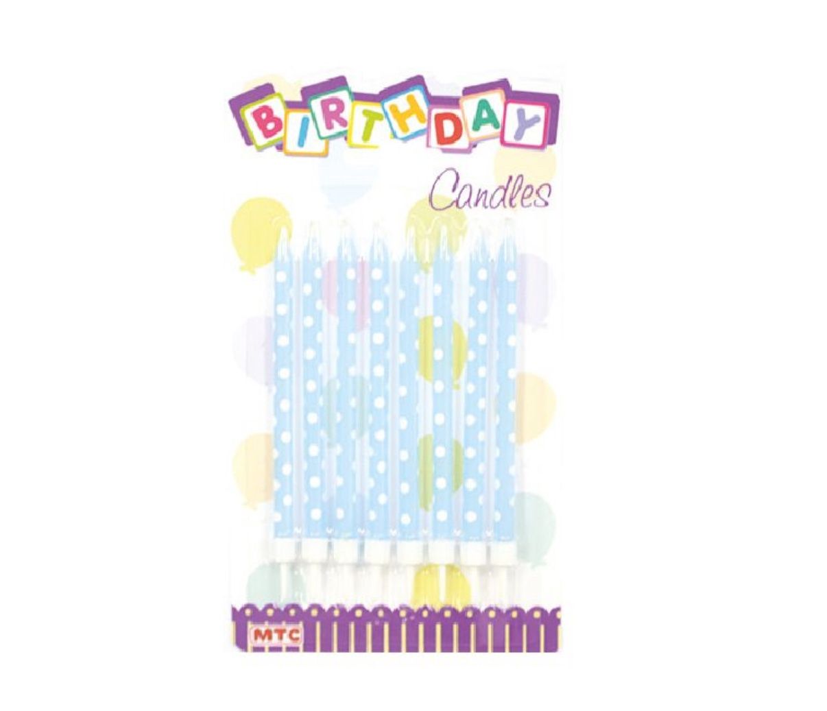 4&quot; Polka Dot Candles Light Blue 8ct