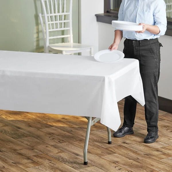 Choice 54" x 108" White Plastic Table Cover - 24/Case