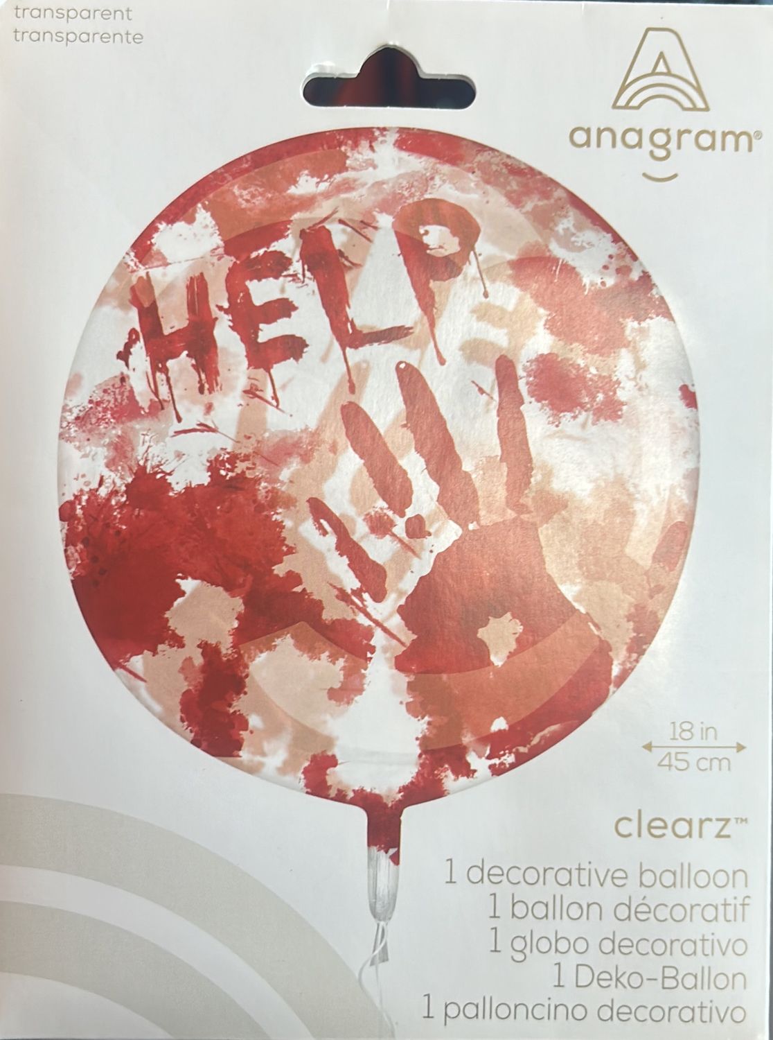 Bloody Handprint Clearz Orb Balloon Halloween