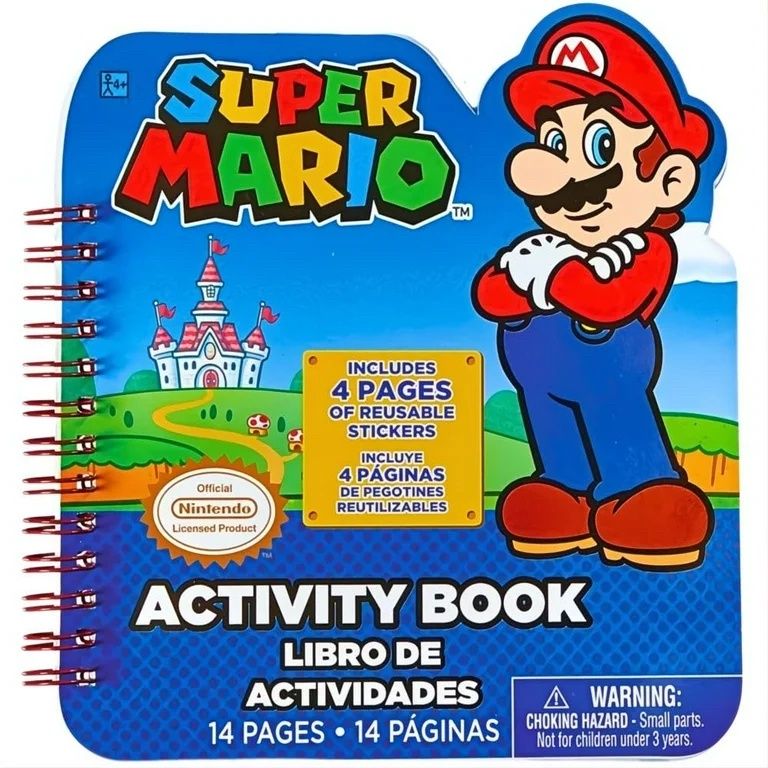 Paper Sticker Activity Book - 6.75&quot; x 5.4&quot;, 1 Count - Perfect for Kids Fun and Learning, Super Mario Brothers